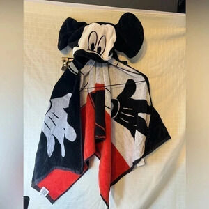 Kids, Disney Mickey Mouse, hooded towel black and red